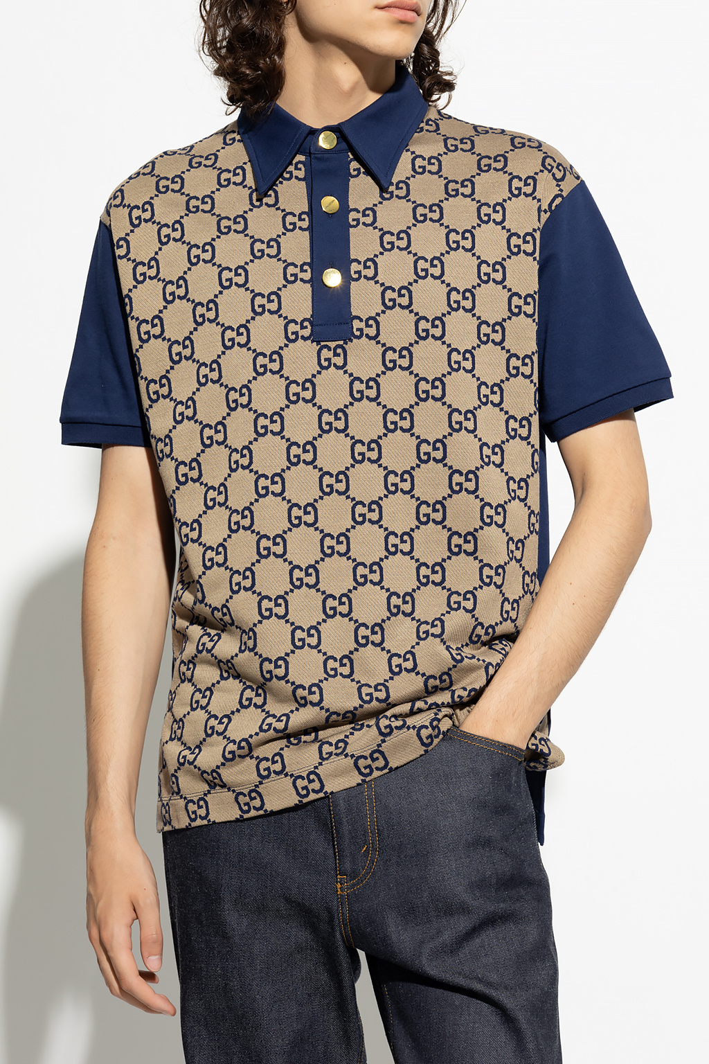 Gucci monogram cheap polo shirt